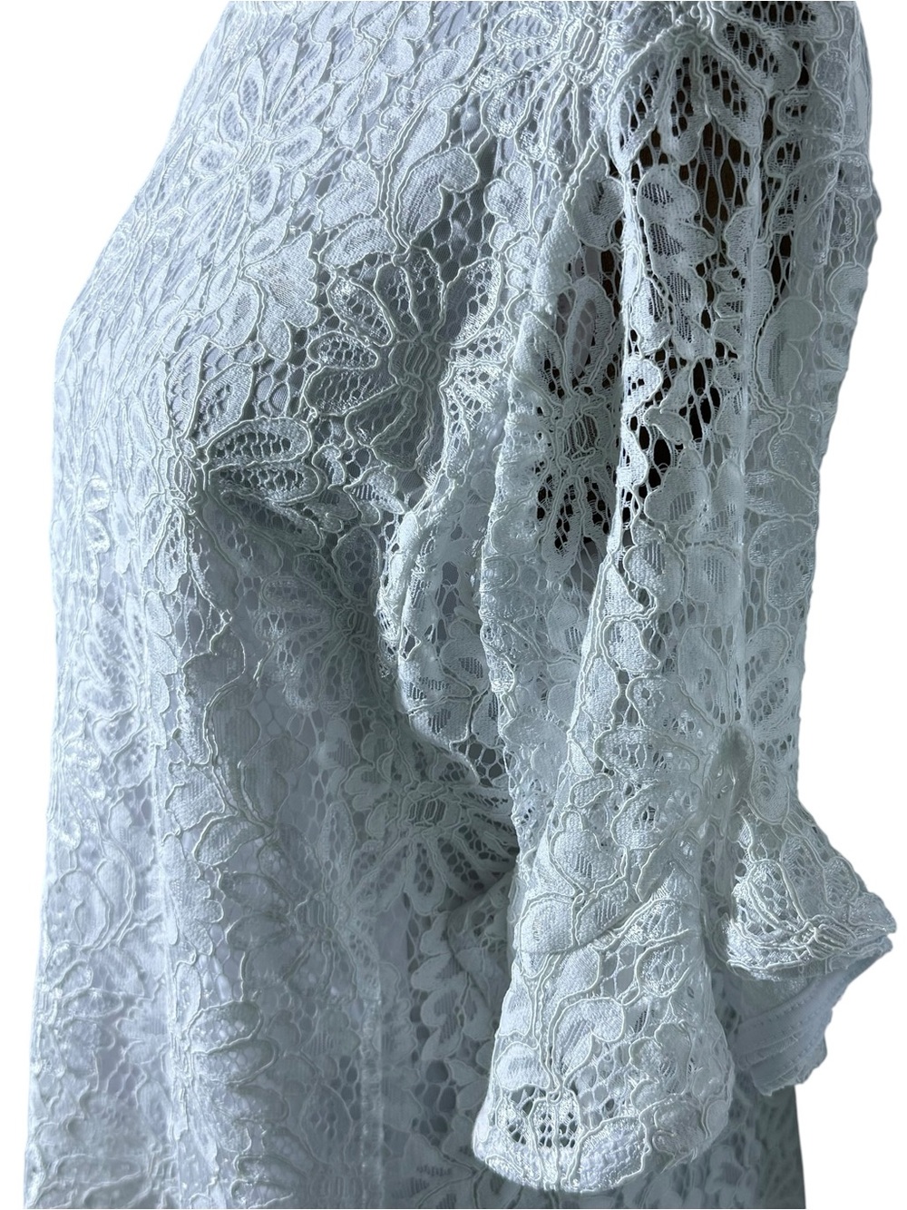 Nanette Lepore White Lace Bell Sleeve Blouse Romantic Boho Crochet Top S - Picture 5 of 10